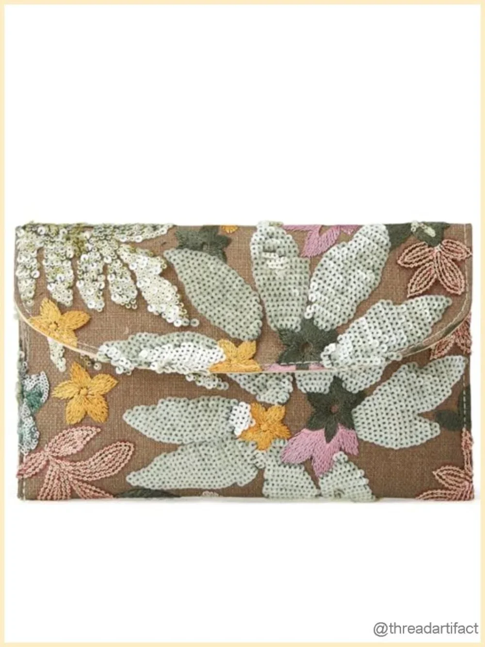 Floral Embroidery Sequin Clutch Beaded Evening Bag for Wedding Party